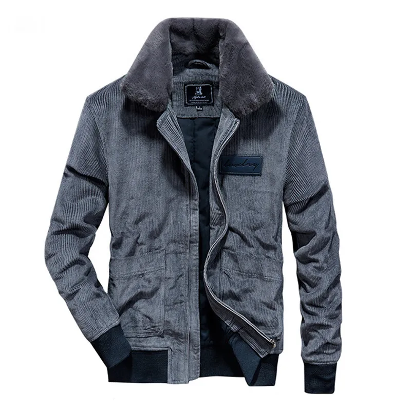 men's jacket MORUANCLE Man Casual Cargo Jacket Cotton Padded Thick Thermal Corduroy Bomber Coat With Fur Collar Winter Warm Parka Windbreaker mens puffer jacket Jackets