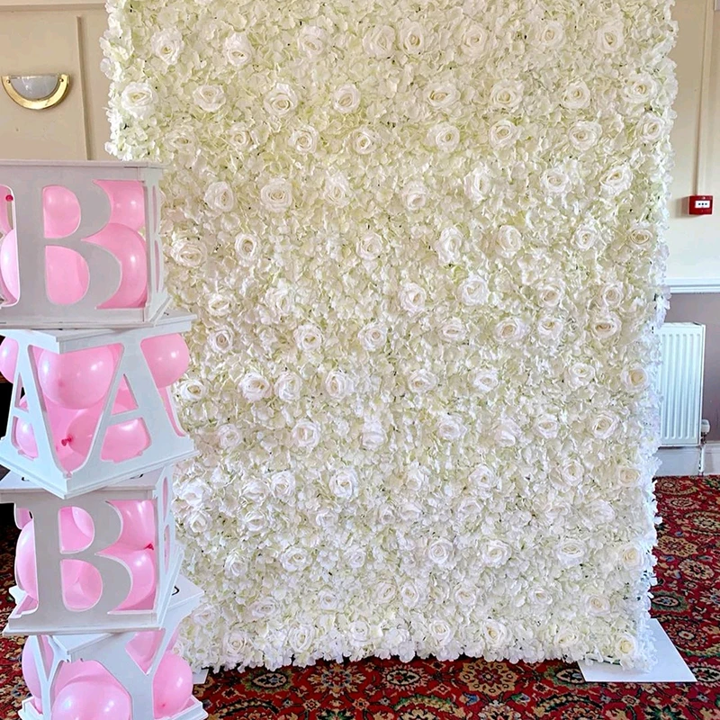 White Rose Flower Wall for Wedding Decoration Artificial Flowers