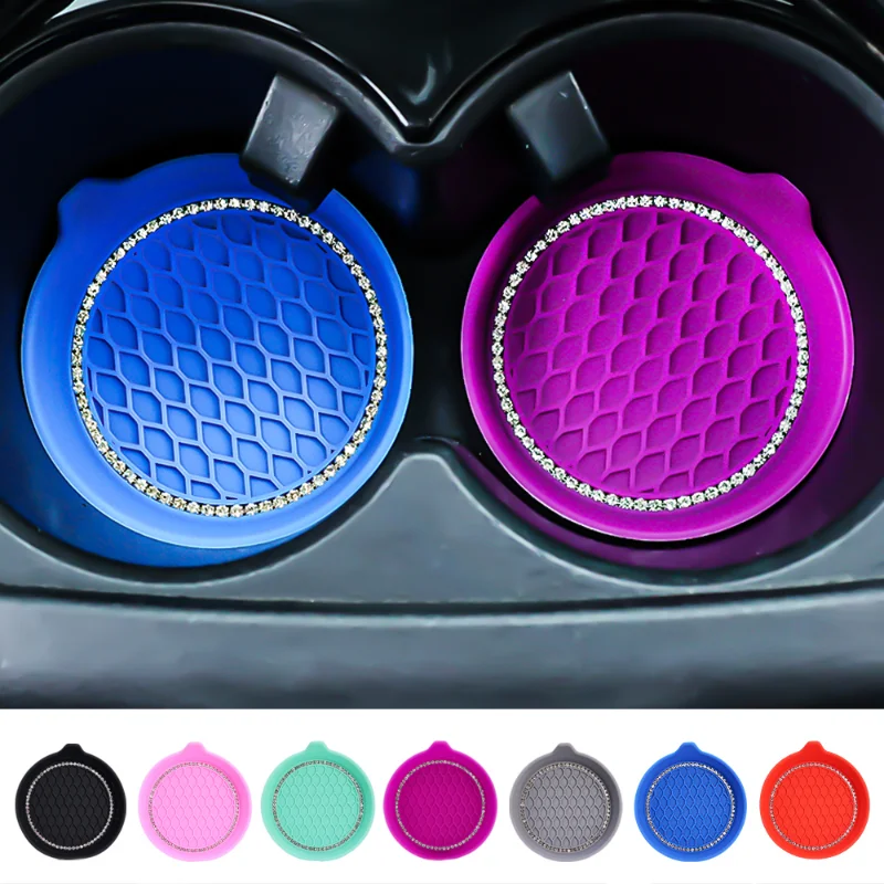 Non-slip Water Cup Pad Car Coaster Diamond Rhinestone Bling Decoration Anti-skid Rubber Cup Bottle Mat Accessories