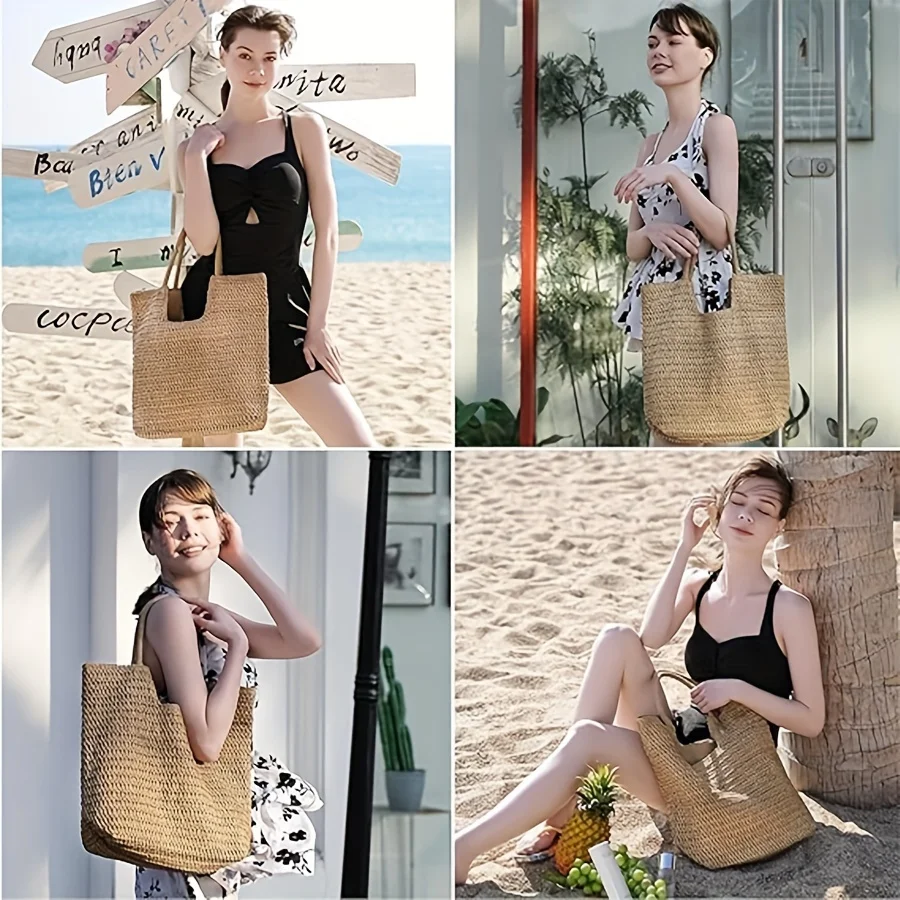 Summer New Women's Beach Bag Large Capacity Weaving Shoulder Bags Vacation Bag For Women Travel Tote Bag