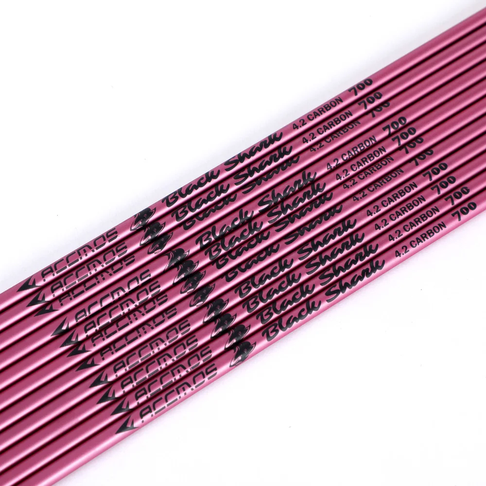 

6/12pcs Pure Carbon Arrow Shaft ID 4.2mm Spine 500 600 700 800 900 Archery Tube Pink Color for Recurve Bow Shooting Hunting