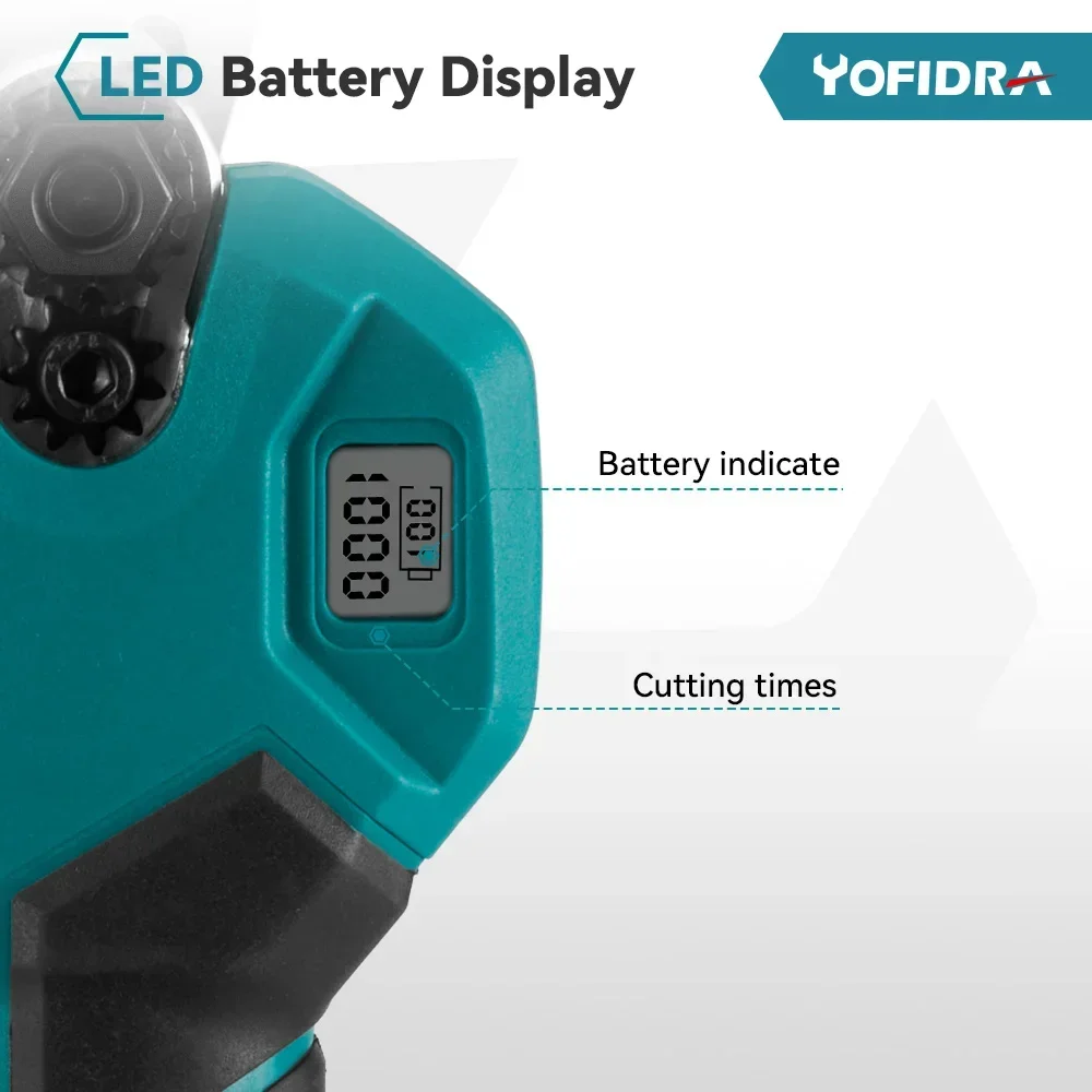 Yofidra 30mm Brushless Electric Pruning Shears LED Display Cordless Orchard Shrub Branch Electric Scissors For Makita 18VBattery 4