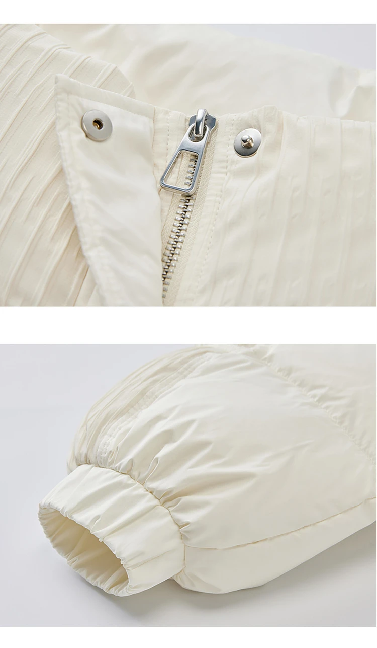 SENTUBILA Women's Cropped Down Coat 2024 Winter Fashion Puffer Jacket 90% White Duck Down Stand Neck Outerwear Ladies W44Y56273