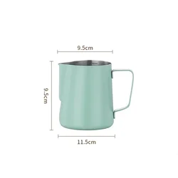 Stainless Steel Professional Milk Frother Jug with Scale for Latte Art and Espresso (600ML Light Green)