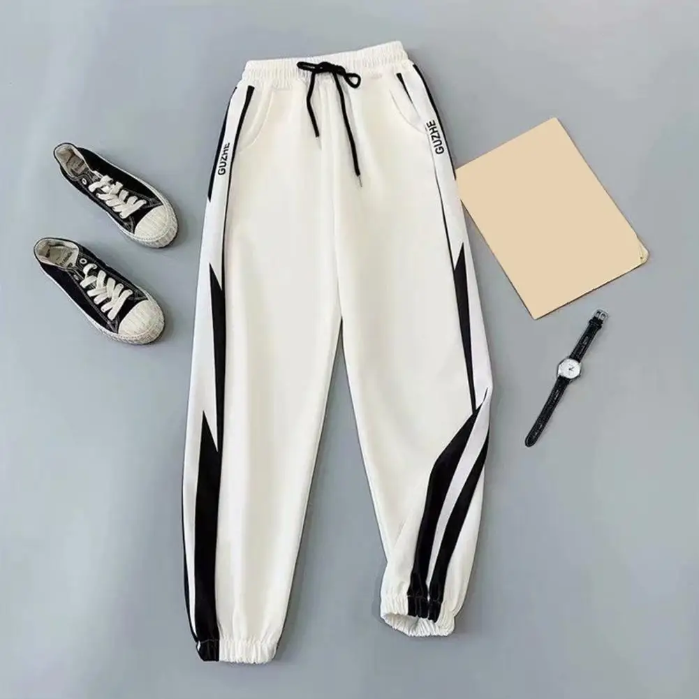 Men Sweatpants Contrast Color Dressing Bottoms Relaxed Fit Pockets Pants fleece sweatpants