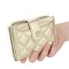 Fashion Leather Wallets for Women Plaid Short Zipper Coin Purse Gold Flower Womens Wallet Pink Card Holder Small Wallet for Girl 1