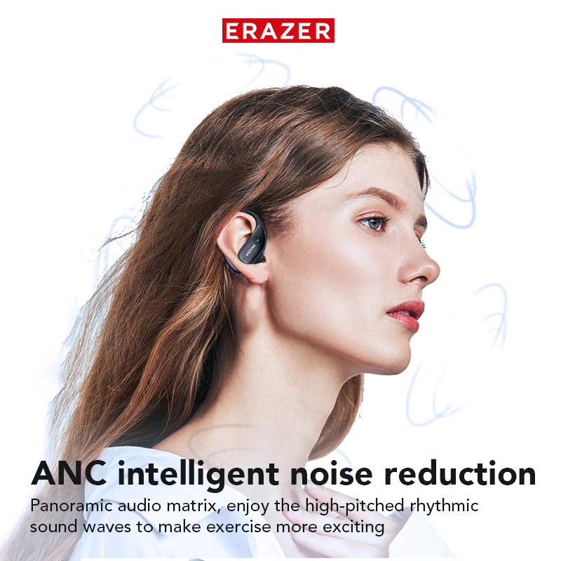 Erazer XT80 무선 이어폰 Bluetooth 스포츠 TWS 소음 감소 이어 버드 헤드셋 HiFi 스테레오 무선 헤드폰
