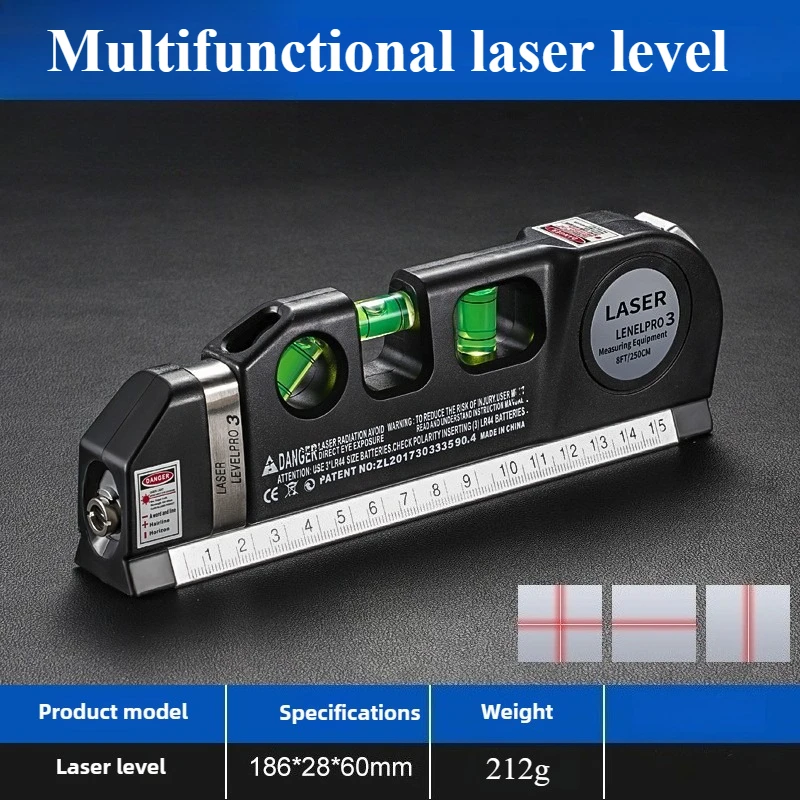 Professional Laser Level Kit Impact-Resistant Infrared Cross-Line & Right Angle High-Precision Leveling Tool with Tape Measure