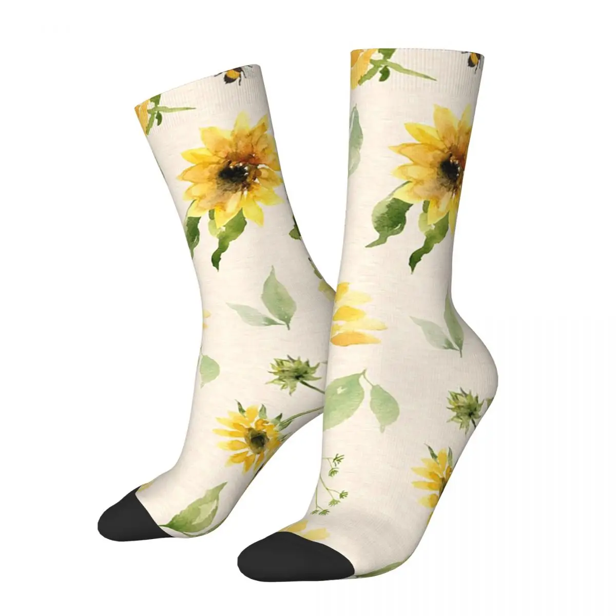 

Sunflowers And Bees Socks Harajuku High Quality Stockings All Season Long Socks Accessories for Man's Woman's Gifts