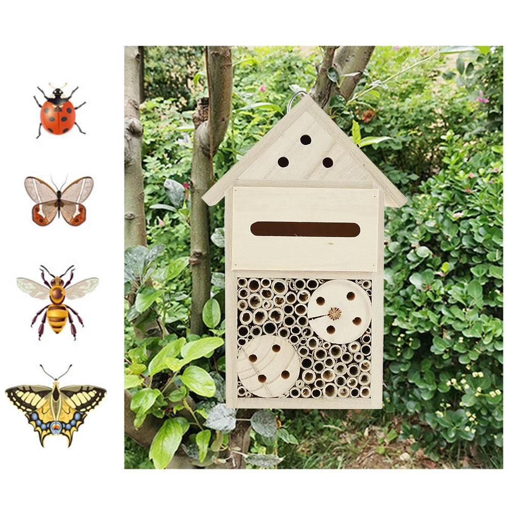 Wooden Insect House Bees Nesting Habitat Beekeeping Equipment For Garden Decoration beekeeping tools bee breeding box