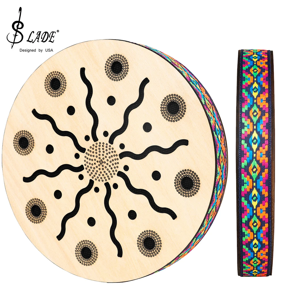 SLADE 8 Inch Stream Drum Sun Pattern Sound Therapy Instrument Imitates Stream Water Sound Drum Orff Early Education Instrument