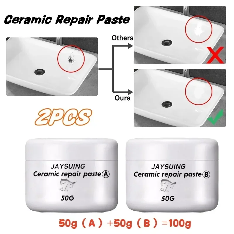 Ceramic Repair Paste Porcelain Repair Kit Tile Repair Kit Washbasin Toilet Bathtub Tile Adhesive 2pcs 100g porcelain repair kit ceramic repair paste ceramic repair agent tile repair kit tile repair cream
