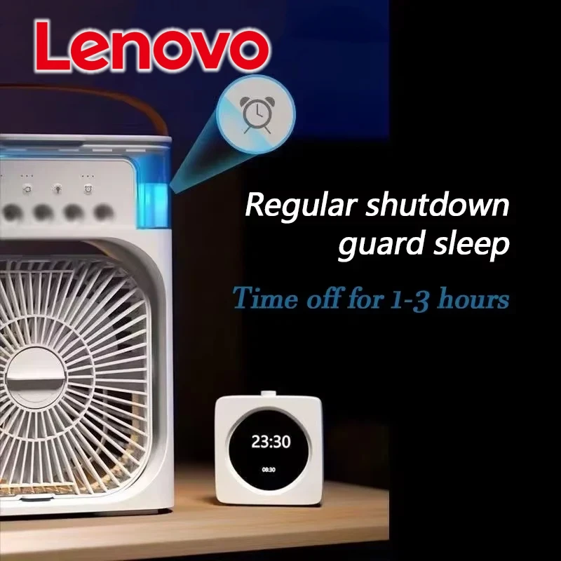 Lenovo Air Conditioner Ice Fan Mini USB Portable Air Cooler Humidifier Water Mist Spray LED Night Light Desktop Cooling Fan 3