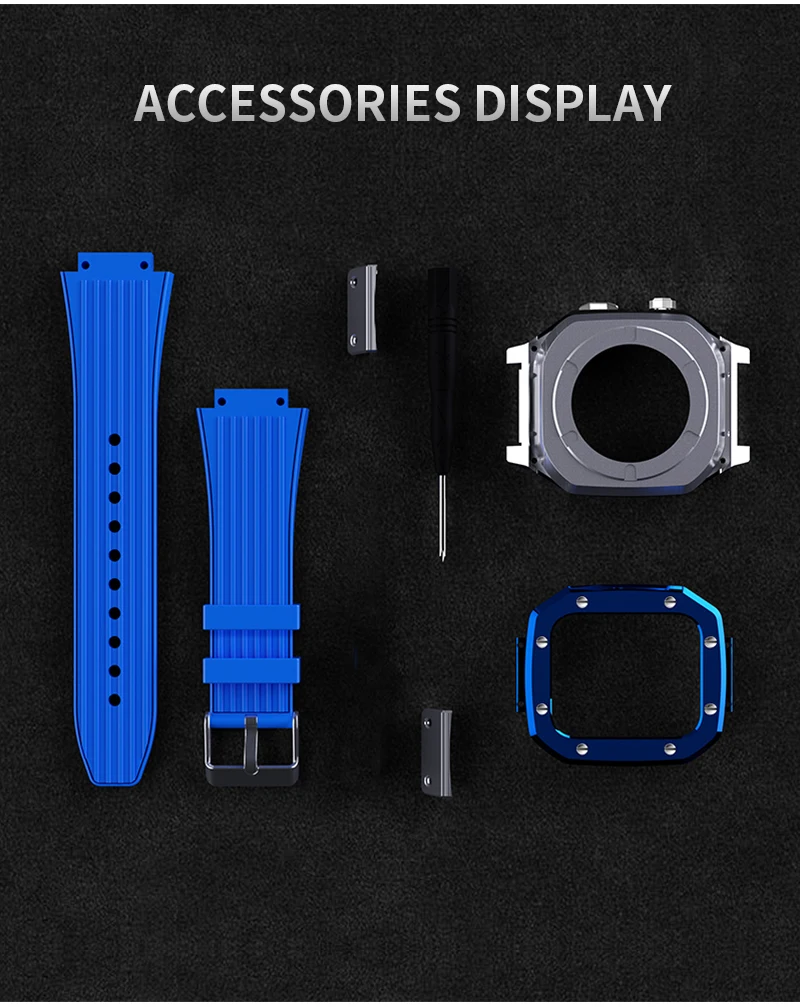 44 45mm Apple Watch Case Strap Modification Kit Mod Zinc Alloy Bezel And Silicone Strap For Iwatch Series 4 5 6 7 SE Metal Cover
