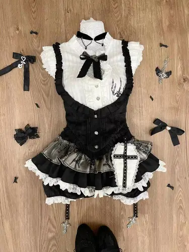 Japanese Sweet Preppy Style 2 Piece Set Women Kawaii Lace Patchwork Bow Tops + Y2k Plaid Mini Skirt Elegant Fashion Outifits New - Image 7