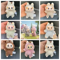 17cm Labubu The Monsters Heartbeat Macaron Enamel Face Cute Backpack Pendant Decoration Plush Doll Clothes Keychain Gifts 1