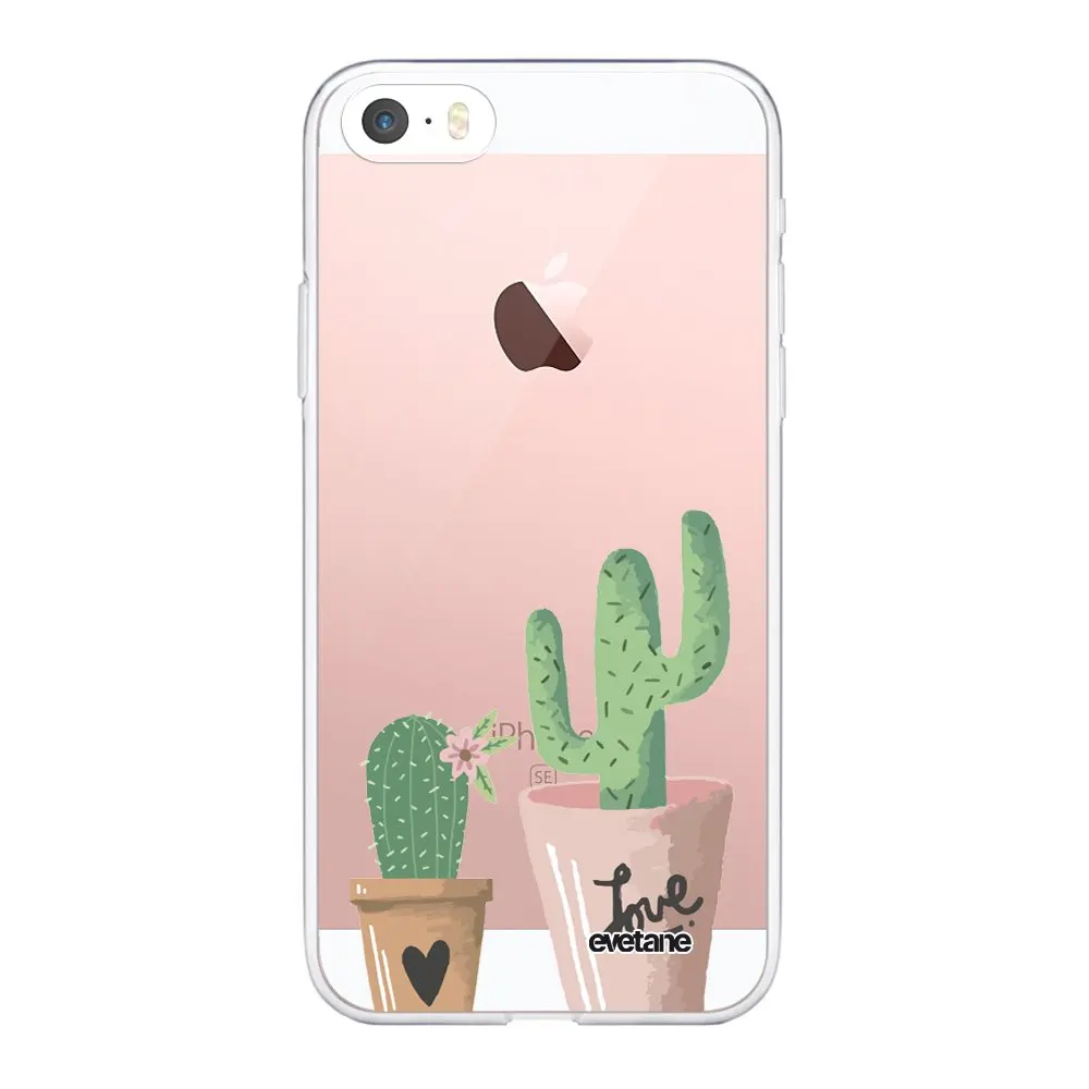 Case iPhone 5/5S/SE soft transparent Cactus Love pattern writing trend Evetane | Мобильные телефоны и аксессуары