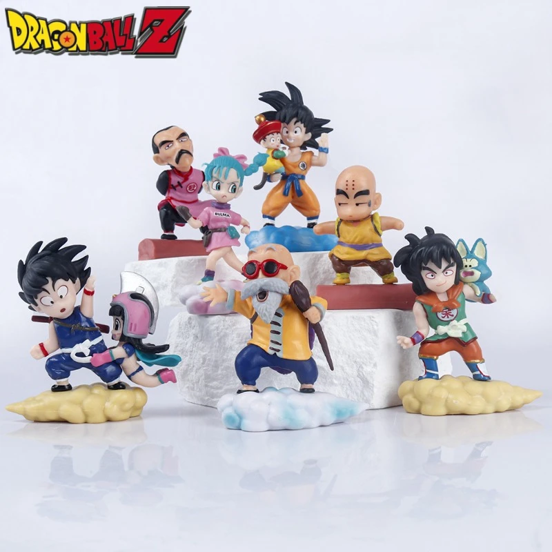 7 Pz/Set Dragon Ball Z Action Figure Son Goku Tao Pai Pai Krillin Master Roshi Bulma Modello Bambole Decorazione Torta Giocattoli Per Bambini Regali