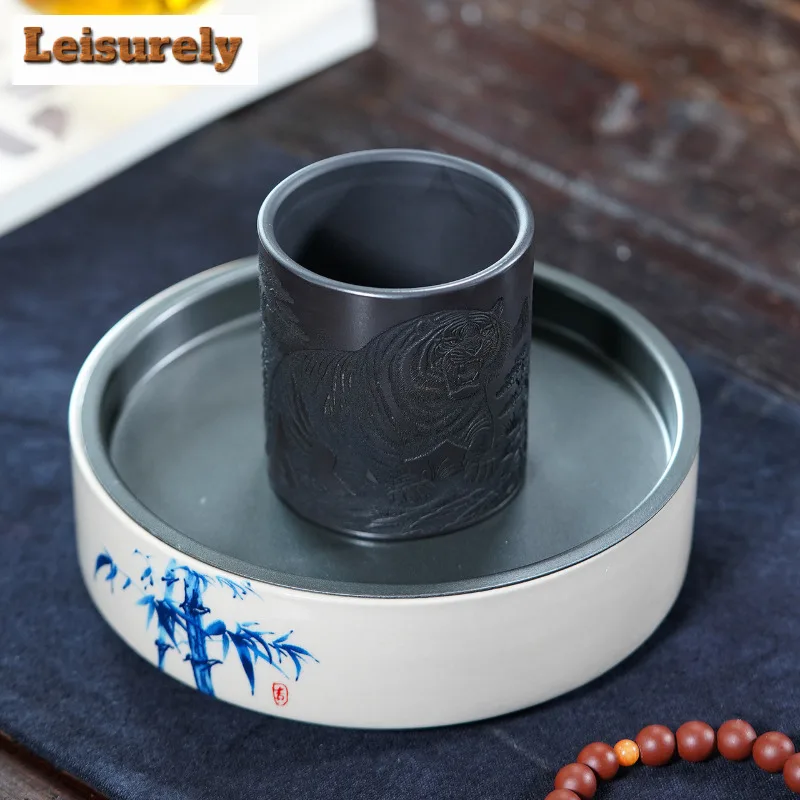 185ml Yixing Zisha Landscape Tiger Teacup Ancient Tea Bowl Single Cups Tea-tasting Smelling Cup Jianzhan Master Cups Tea Service