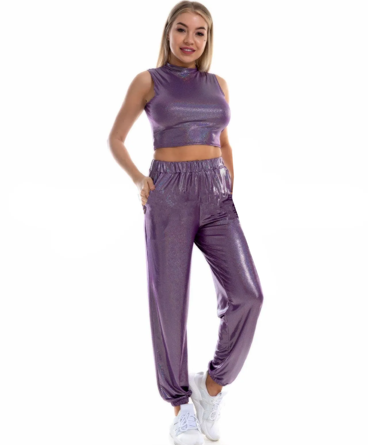 2026 New Arrival: Women's Elastic Waist Shiny Orange Pants, Asian Sizes Elastic Waist Yoga Trousers. White, Pink, Yellow 1