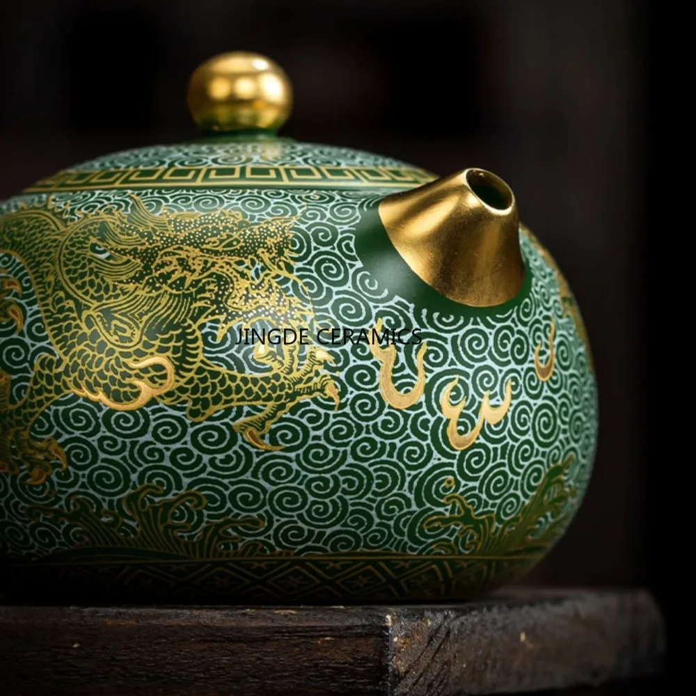 200ml Yixing Purple Clay Tea Pot High end gilded double dragon play beads Teapot Zisha Kettle Chinese Tea Accessories
