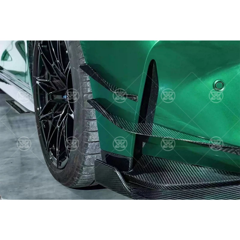 BMW용 건식 탄소 섬유 전면 측면 에어 벤트 핀 스포일러 트림, 2021-2024 흡기 프레임 커버, 카나드 립 스플리터, G80 M3 G82 G83 M4