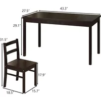 5-Piece Solid Wood Indoor Modern Rectangular Dining Table Set for 4,Table and 4 Solid Wood Dining Chairs for Kitchen,Living Room 2