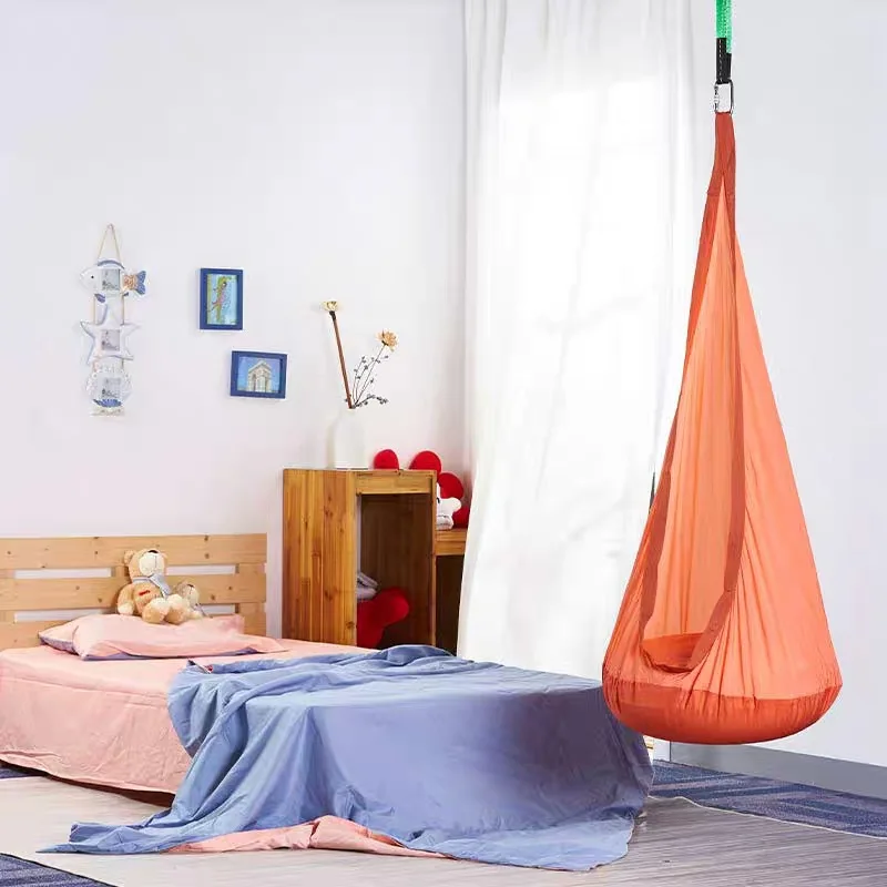 Kids Swing Seat Kids Pod Swing Seat Cotton Canvas Child Hammock Chair with Air Cushion for Indoor And Outdoor Use Storage Bag Inflator