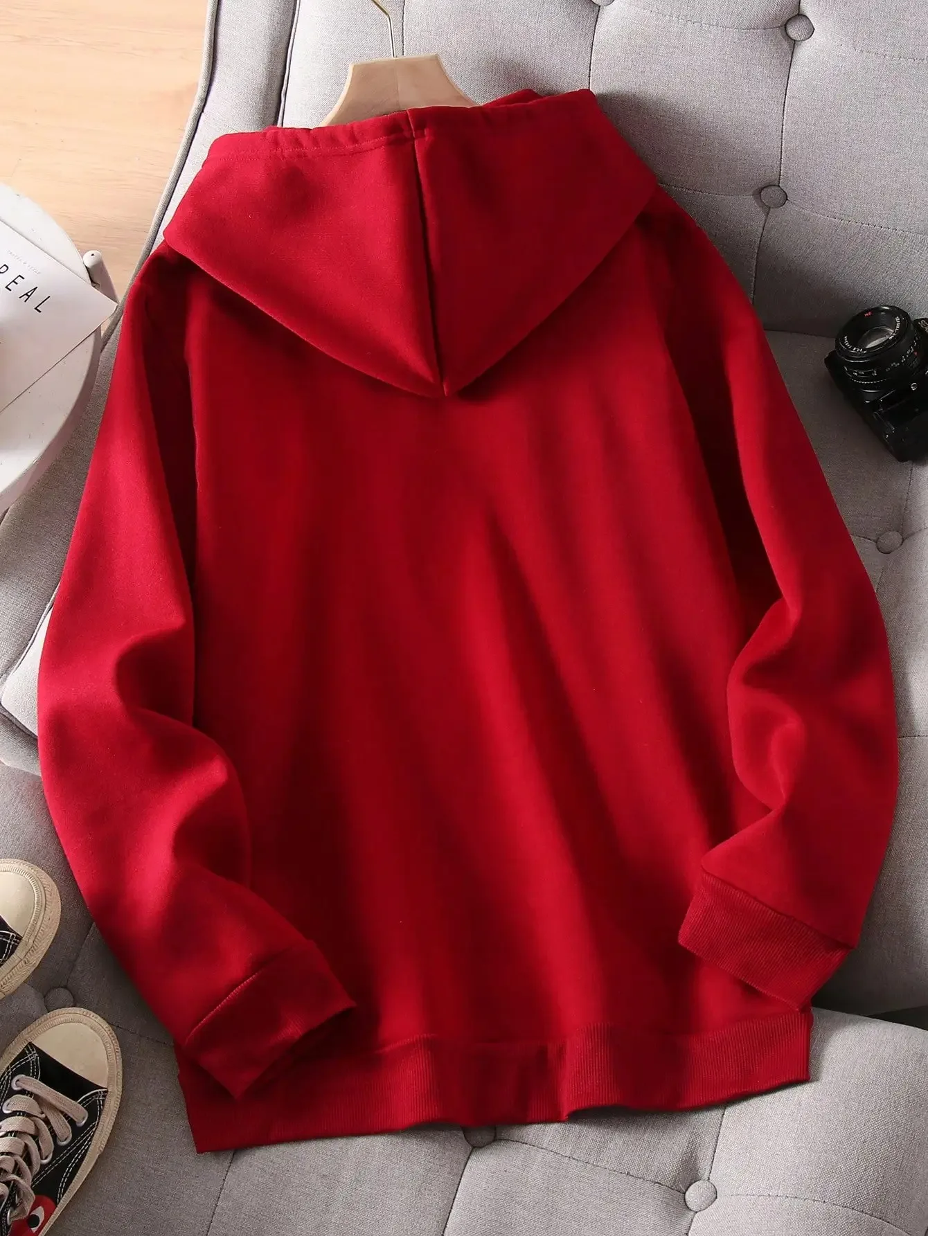 Simple antler print men's fleece hoodie casual street style clothing hot-selling creative jumper pocket autumn and winter sports