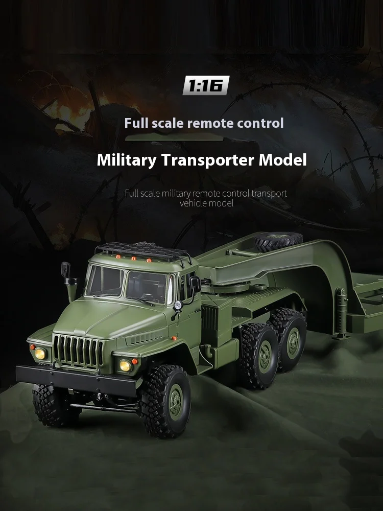 1: 16 Remote-Controlled Transport Vehicle Full Scale Military Ural Trailer Military Card Rc 6-Wheel Drive Remote-Controlled Toy 3