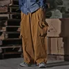 Multi Pocket Cargo Pants Mens Work Pants Safari Style Casual Wide Leg Pants Men Solid Color Baggy Trousers 4
