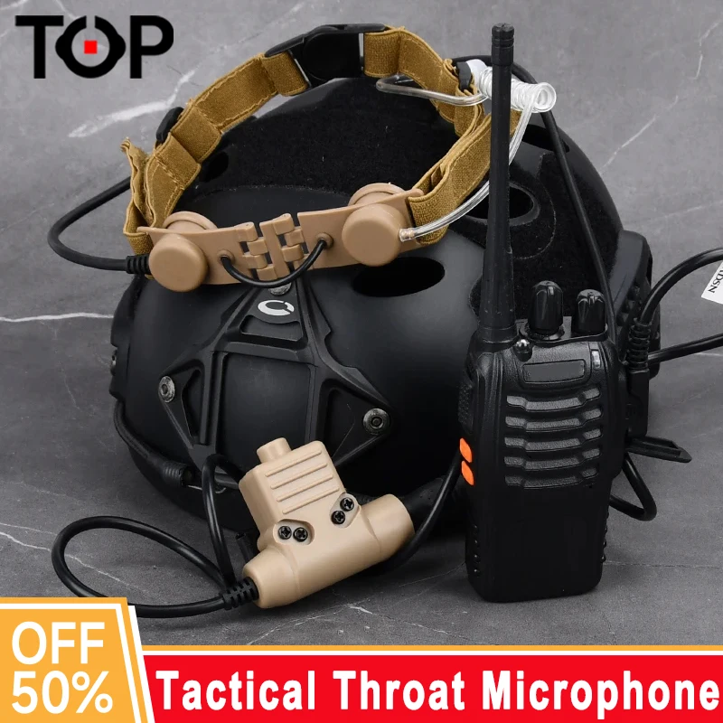 WADSN Tactical Throat Mic Headset Airsoft Neck Laryngeal Microphone Earphone With U94 PTT Fit Kenwood BaoFeng UV-5R UV-5X UV-82