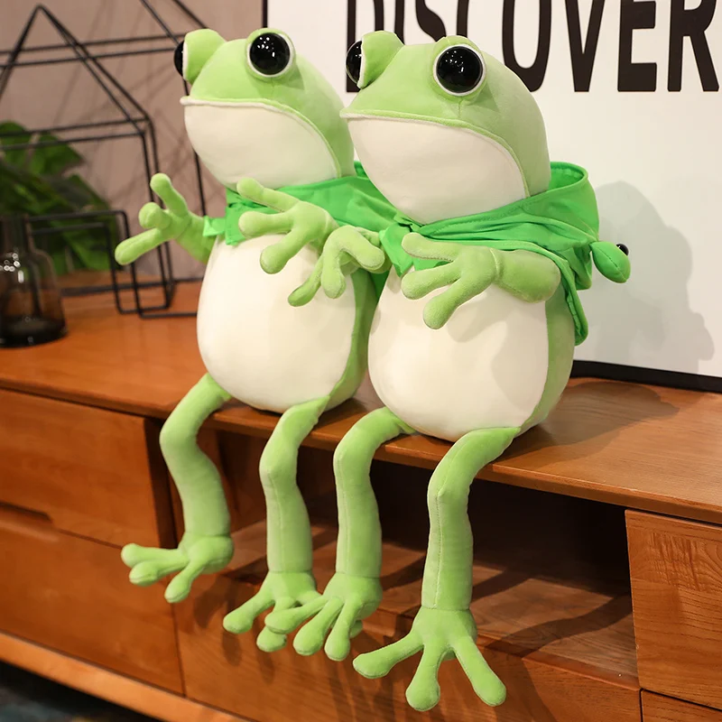 

45-80cm Cute Green Cloak Frog Plush Toy Soft Stuffed Animal Kawaii Big Eyes Anime Doll Baby Hug Pillow Boy Kids Birthday Gifts