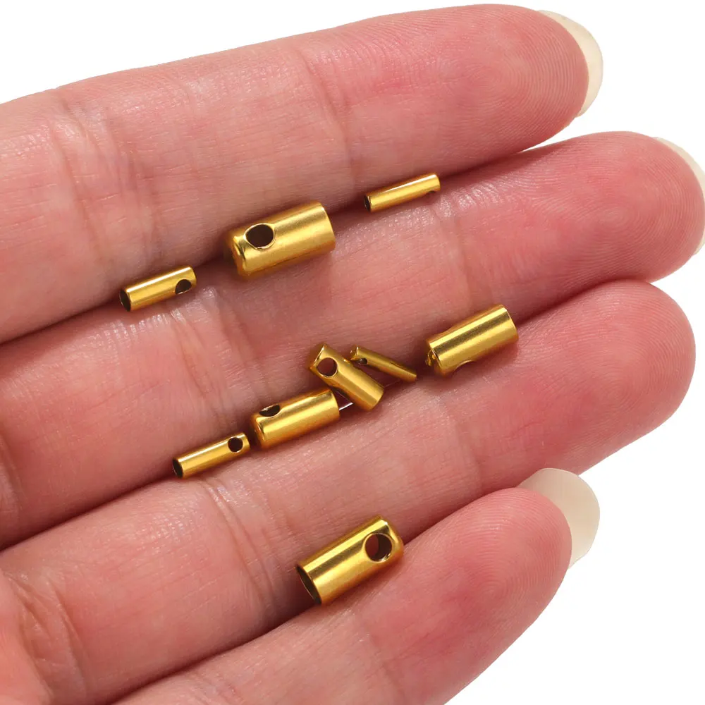 10 teile/los 1-4,5mm Edelstahl End Spitze Kappe Crimp Verschlüsse Stecker DIY Quaste Lederband Ende Crimp schmuck Machen Liefert – Detail 4