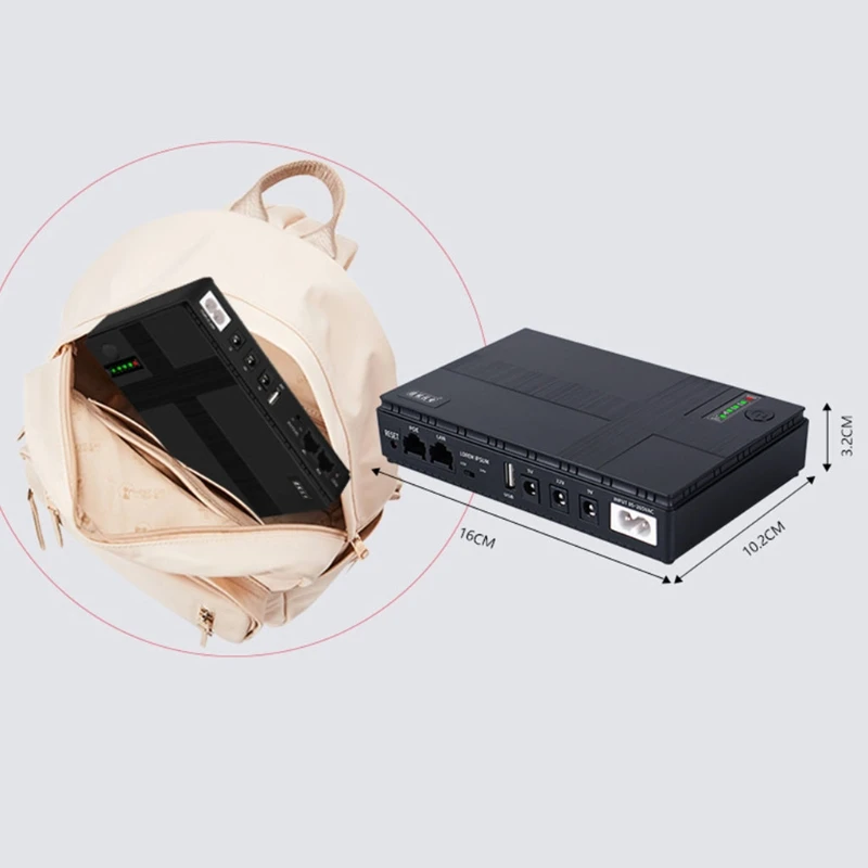 D55F Mini Portable UPS 5V, 9V, 12V Uninterruptible Power Supply for WiFi, Router Large Capacity Backup Power Adapter
