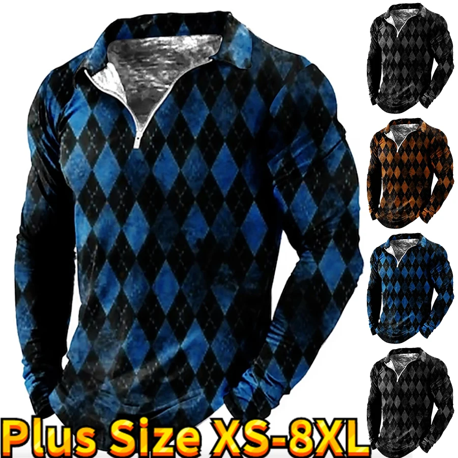 

2023 Lapel Top Men's Polo Shirt Summer Zip Long Sleeve Fashion Street Style Series T-shirt Casual 3D Digital Printing T-shirt