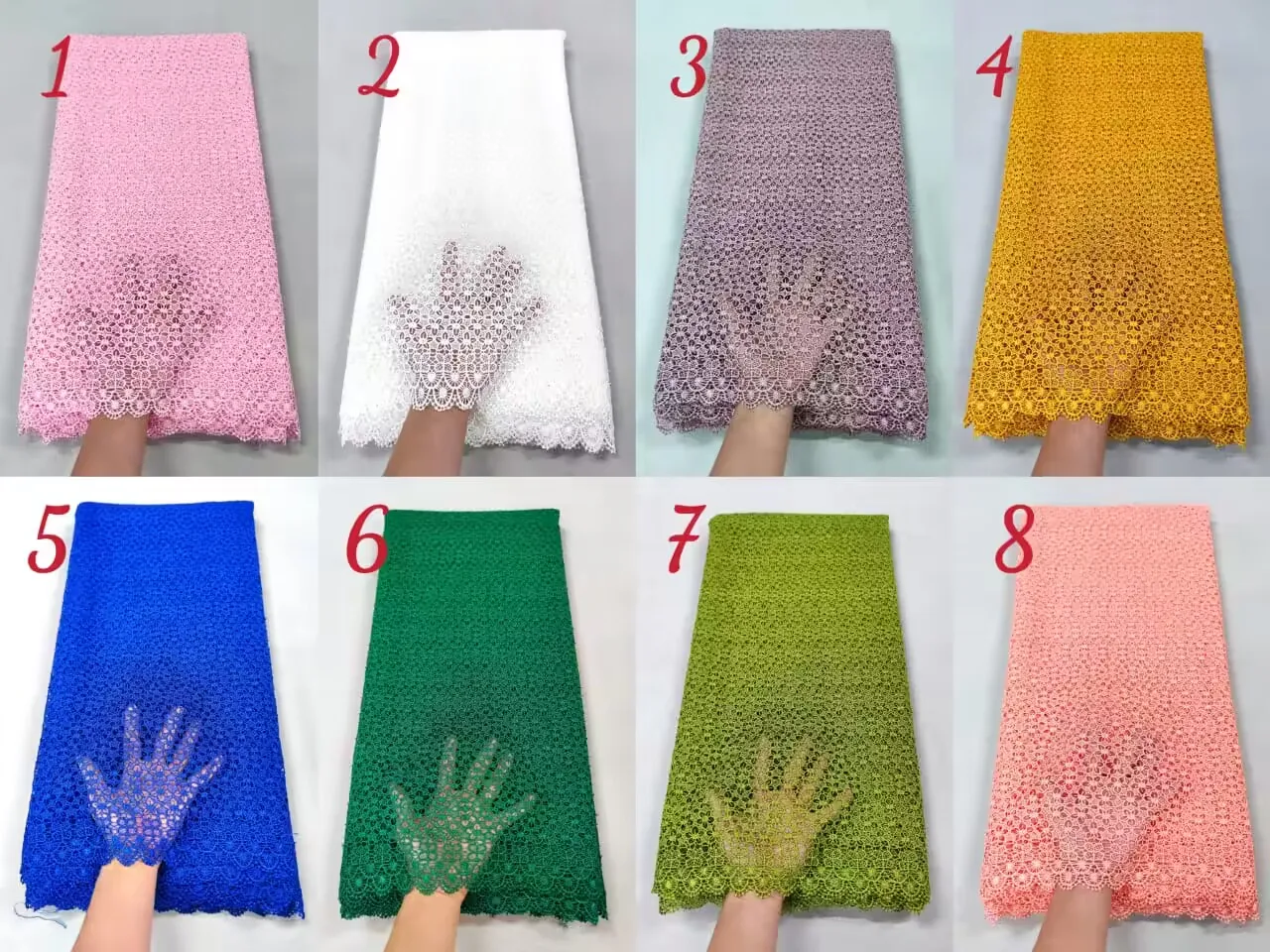 Description Picture 2 of itemAfrican Lace Fabric 2024 Embroidered Fabric Nigerian Guipure Lace Fabric Bridal High Quality French Cord Lace Fabric For Wedding