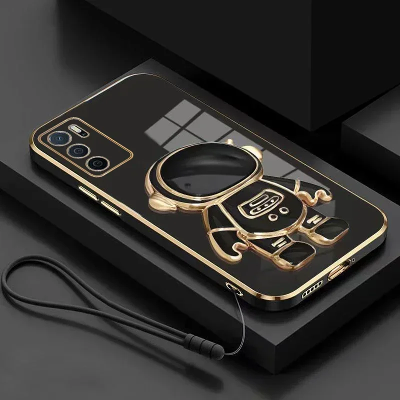 Custodia placcata con staffa astronauta per OPPO Reno 7 10 F19 ProPlus A15 A15S A16 A17 A36 A52 A53 A54 A55 A57 A73 A74 A94_voghion.com