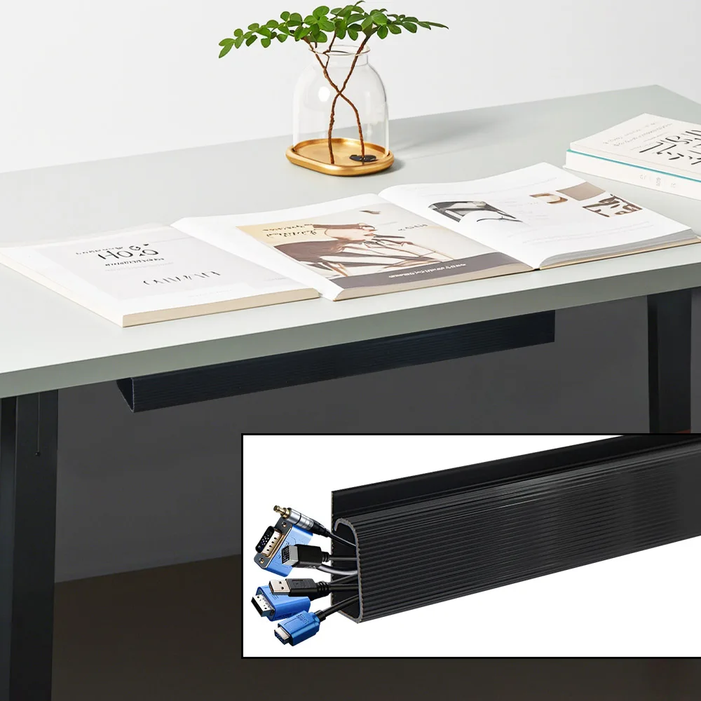 40CM Cable Management Under Desk Channel Cord Hider PVC Material No Drilling Tray Protecter