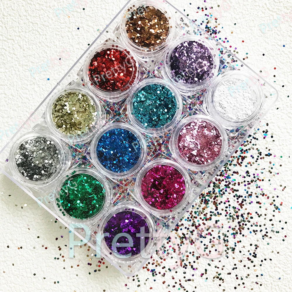 PrettyG 1 Box Mini 1mm Dots Circle Sequins Holographic Neon Glitter Cute Shape For Resin DIY Nail Art Decorations Accessories