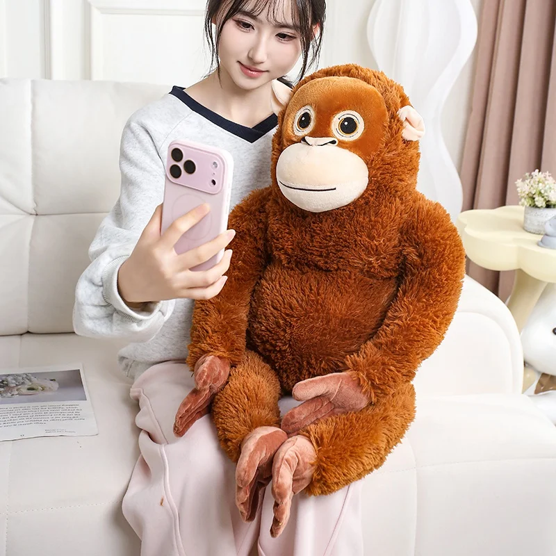 Lifelike Orangutan Plush Toy Soft Stuffed Animal Realistic Monkey Room Decor