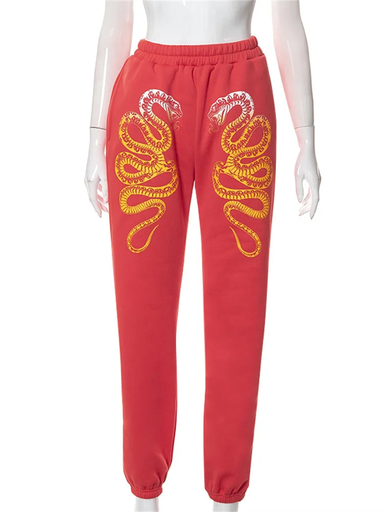 Fall Fashion Women Streetwear Sweatpants High Waist Print Pants Women