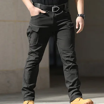 Men Fashion Cargo Pants Solid Color Multi-Pockets Waterproof Trousers Fall Casual Jogger Pants Sweatpants 1