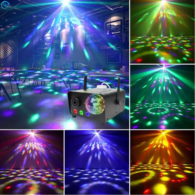 무대 장비 리모컨 DJ 라이트 RGBW, 3 in 1 LED 디스코 연기 효과 프로젝터, 안개 기계, 파티 음악 잡초 제거, 500W