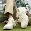 New Men Sock Shoes Breathable Lightweight Lace Up Comfortable Sneakers Round Toe Solid Colour Wear Resistant Vulcanised Shoe 1