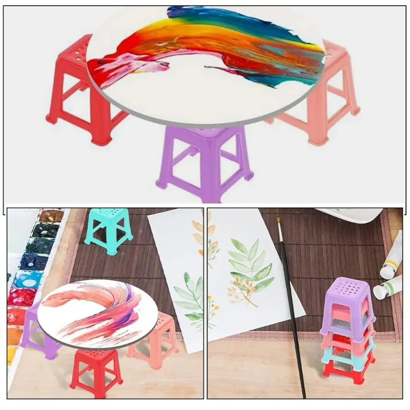 32Pcs 미니 페인트 스탠드 캔버스 스탠드 미끄럼 방지 플라스틱 솔리드 컬러 아크릴 붓기 용품 페인팅 금속 물고기 벽 장식