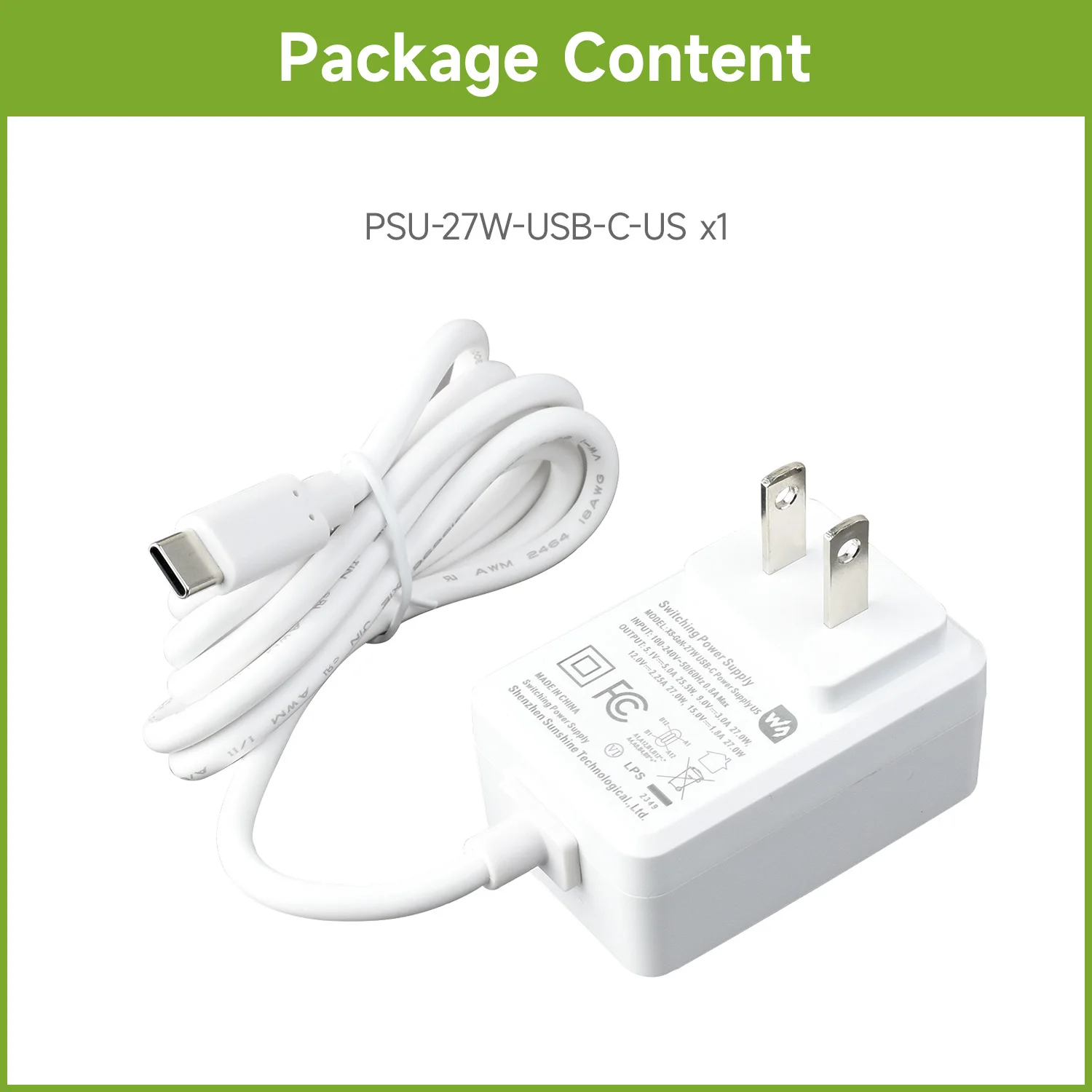 

Блок питания Waveshare 27 Вт USB Type-C, блок питания Raspberry Pi 5, вариант для вилок US / EU/UK, подходит для Raspberry Pi 5