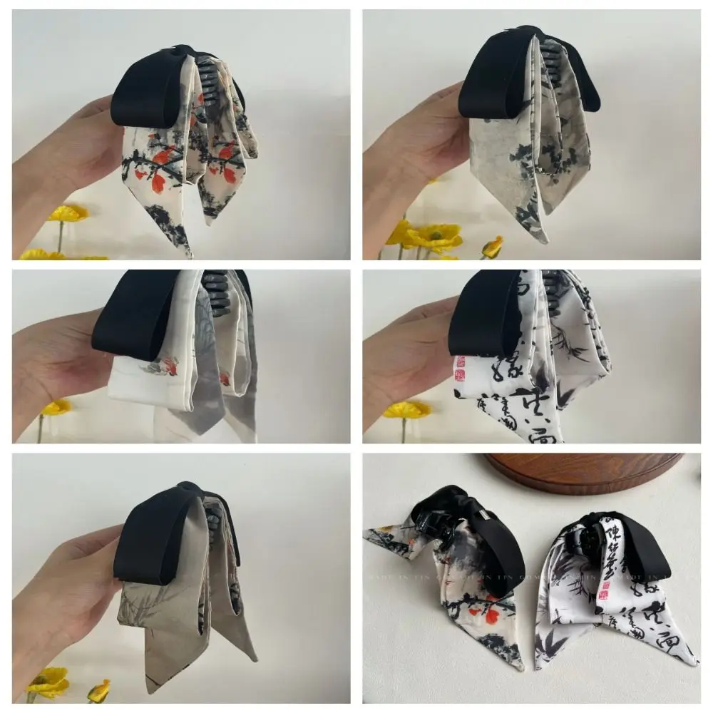 

Зажим для волос в китайском стиле Женский, резинка с чернильными красками в виде горного хвоста, аксессуар для волос с акулой