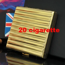 Elegant Wave Brass Metal Cigarette Case - Portable High - Quality Mini Box in Silver and Gold (20 cigarette golden)