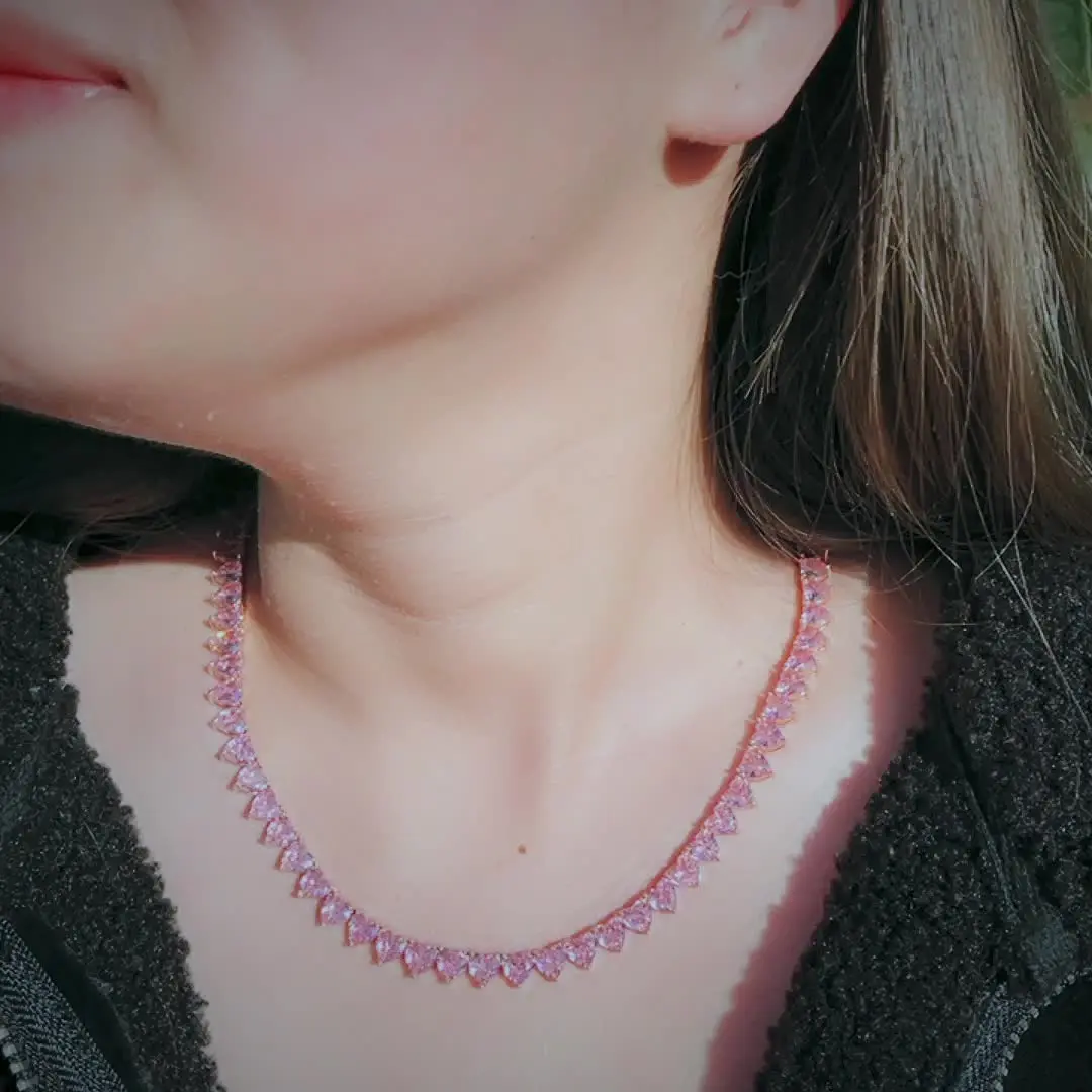 ThreeGraces элегантный розовый кубический цирконий камень любовь сердце циркон